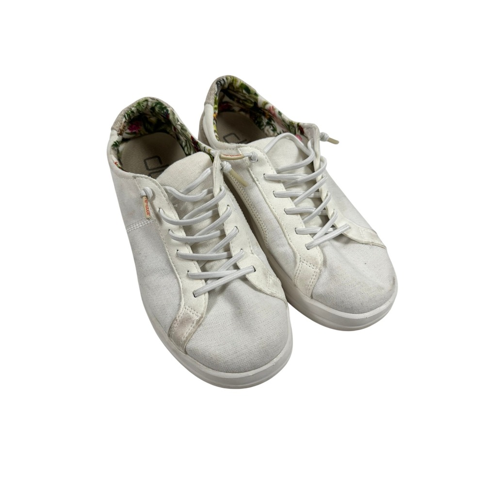 Hey Dude Karina Natural Coconut White Canvas Sneakers Womens 6